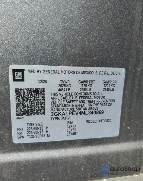 2021 GMC Terrain Slt z USA, uszkodzony, nr VIN 3GKALPEV4ML340869